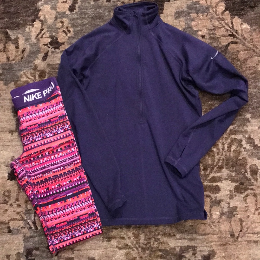Nike Pro 3/4 Lined Zip Up Pullover- Medium